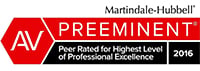 Martindale-Hubbell | AV Preeminent | Peer Rated For Highest Level Of Professional Excellence | 2016